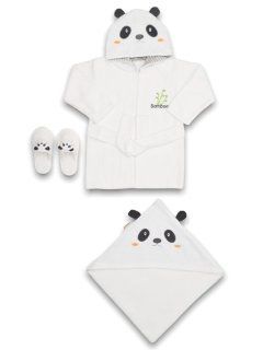 Bebitof Baby Panda Bebek Bornoz Seti 30037 Beyaz