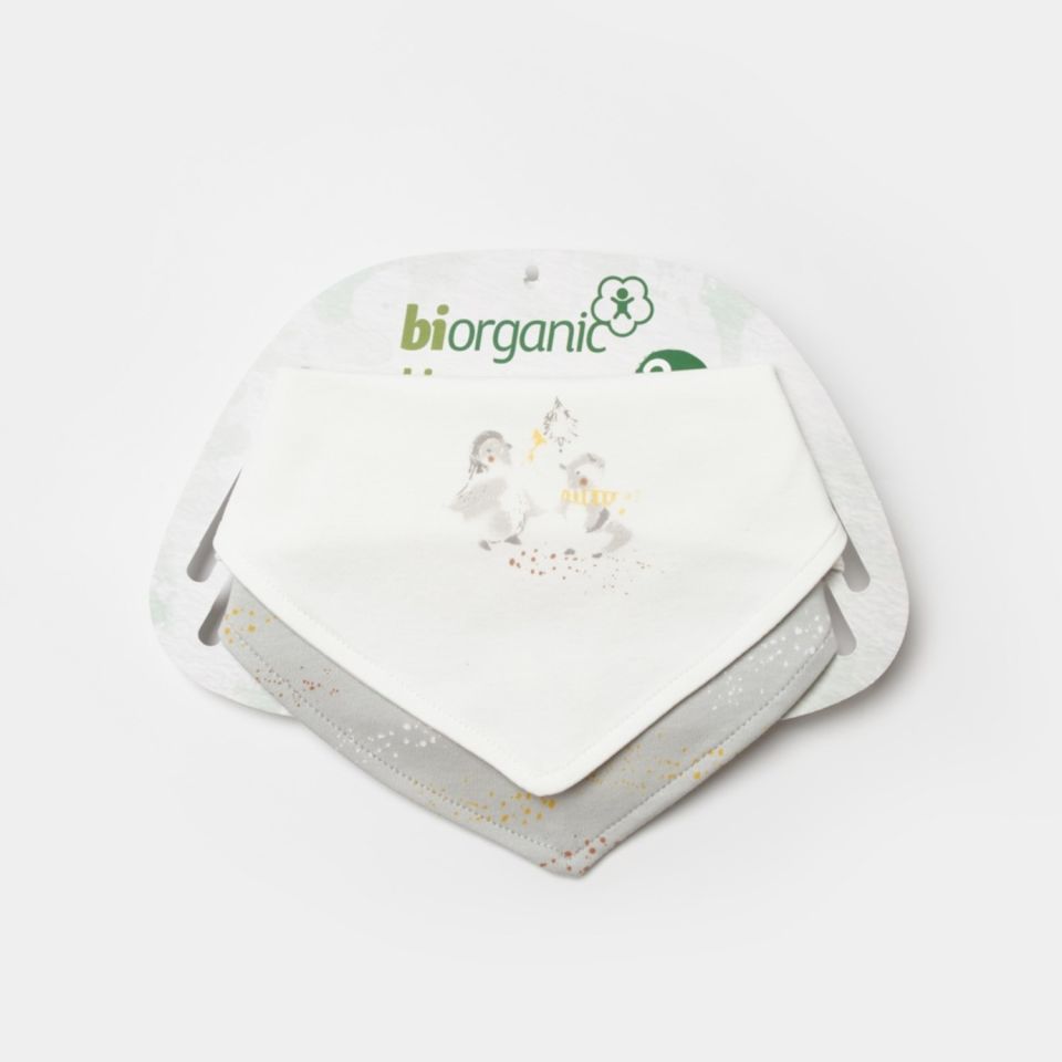 Bibaby Biorganic Penguin Club 2'Li Önlük 75190 Ekru Gri