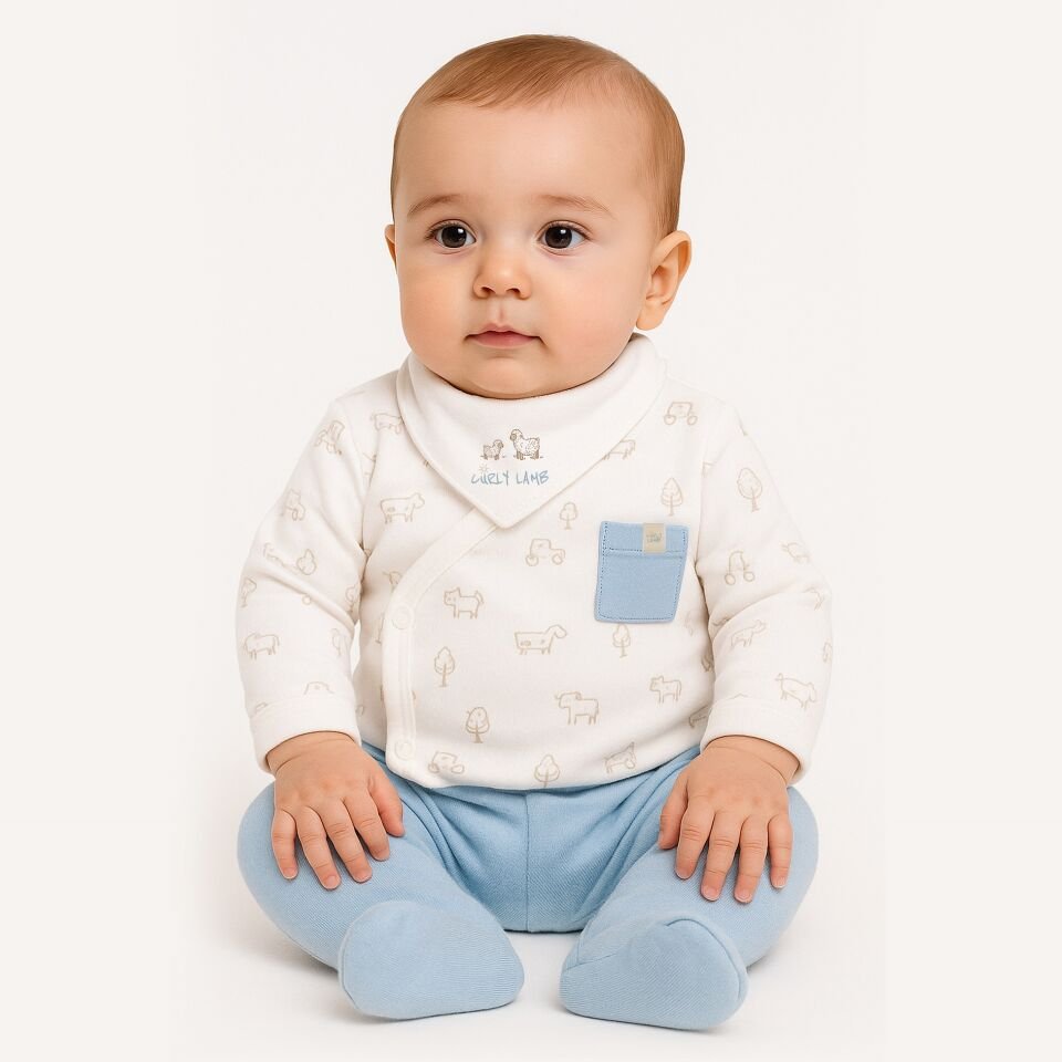 Bistyle Curly Lamb 3'Lü Zıbın Takımı 13107 Bej Ekru