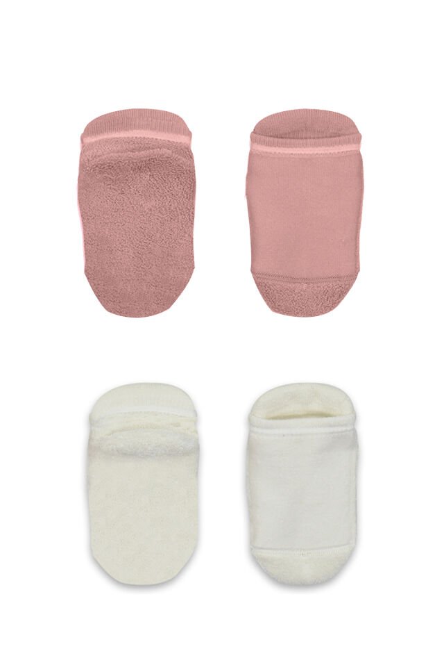 Bistyle 2'Li Altı Havlu Sneakers Kaymaz Çorap 20501 Ekru Pudra