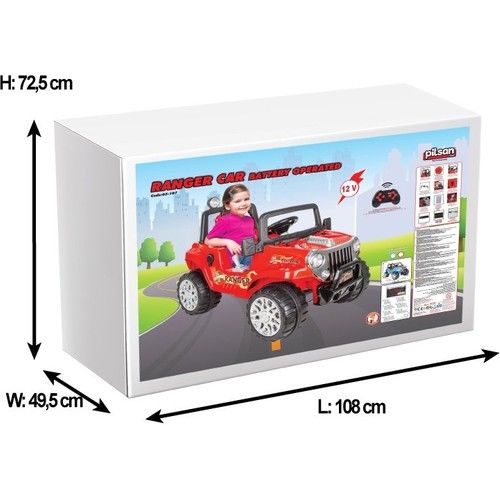 Pilsan Ranger Uzaktan Kumandalı Akülü Araba 12 Volt 05-107 - Kırmızı