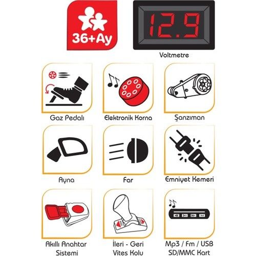Pilsan Tery Bery Uzaktan Kumandalı Akülü Araba 12 Volt 05-280 - Beyaz