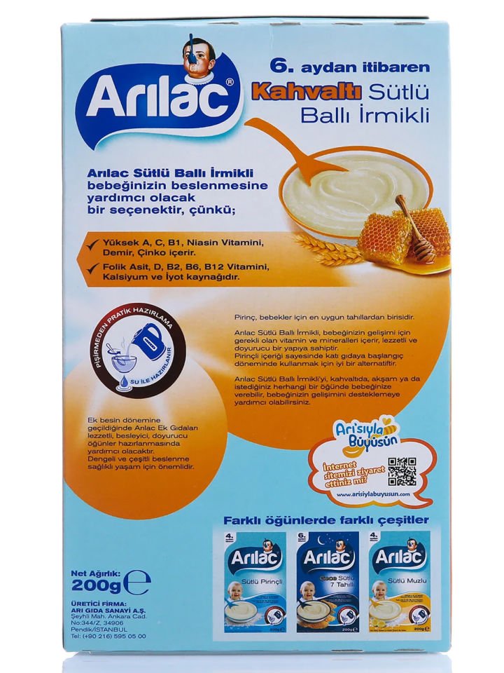 Arılac İnstant Sütlü Ballı İrmikli Ek Gıda 200 Gr