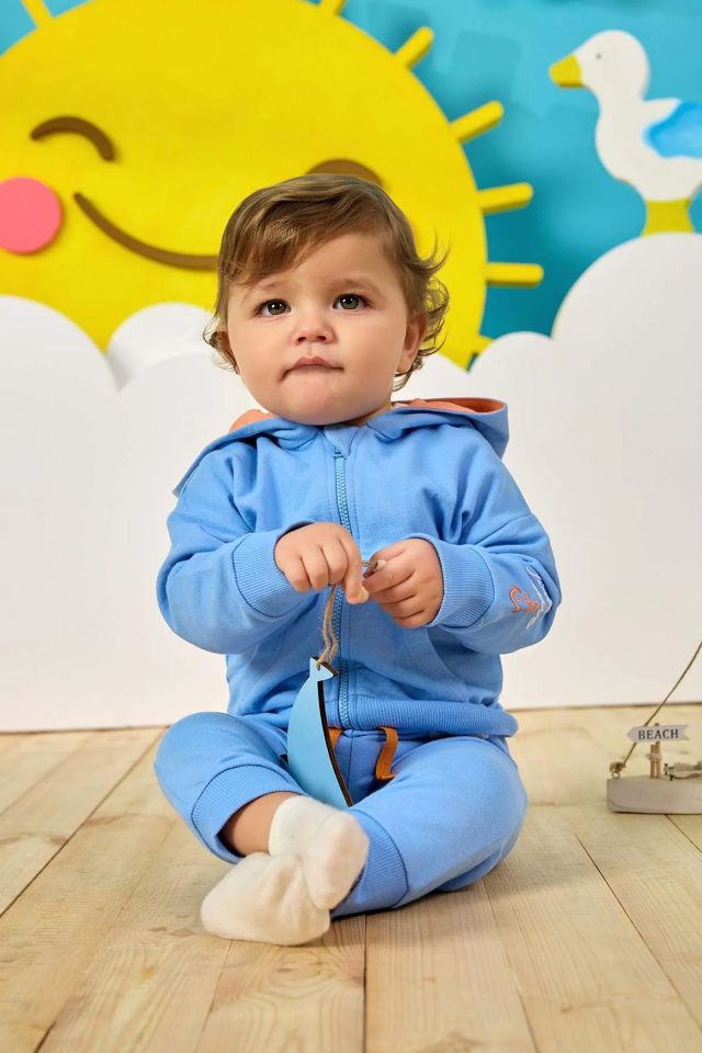 Minycenter Erkek Bebek Sweatshirt 24E008 Mavi