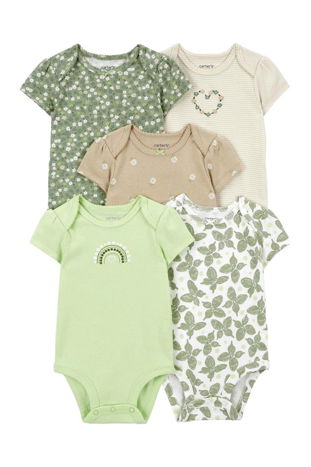 Carter's Layette Kız Bebek 5'Li Kısa Kol Body 1Q934410 Karışık Renkli