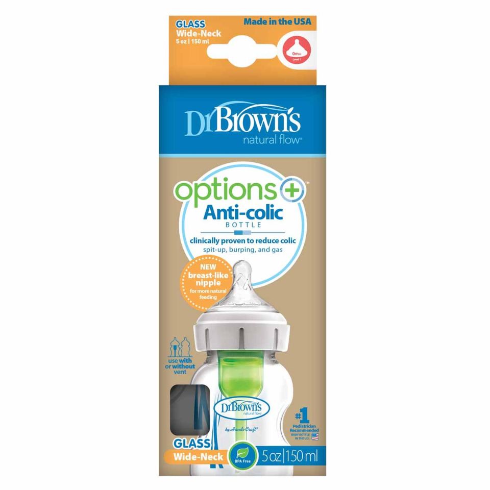 Dr Brown's Geniş Ağız Cam Biberon 150 ml (Yeni)
