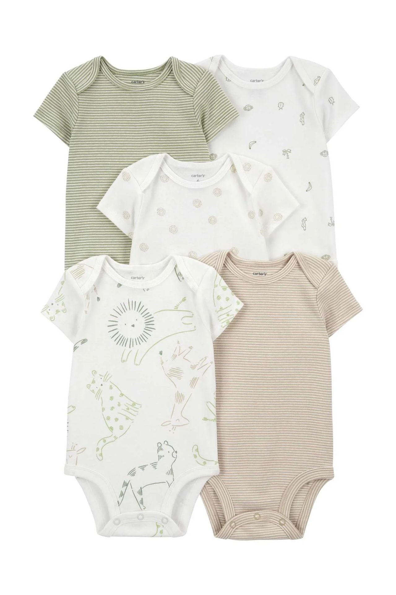 Carter's Layette Bebek 5'Li Kısa Kol Body 1Q934810 Karışık Renkli