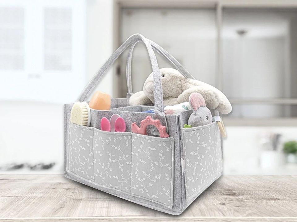 BabyJem Keçe Anne Bebek Bakım Çantası 772 Gri Çiçek