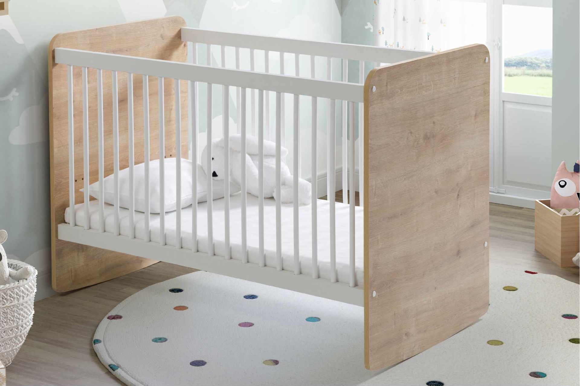 Babywhen Pratik Kademeli Sallanır Beşik 60x120 - Ahşap