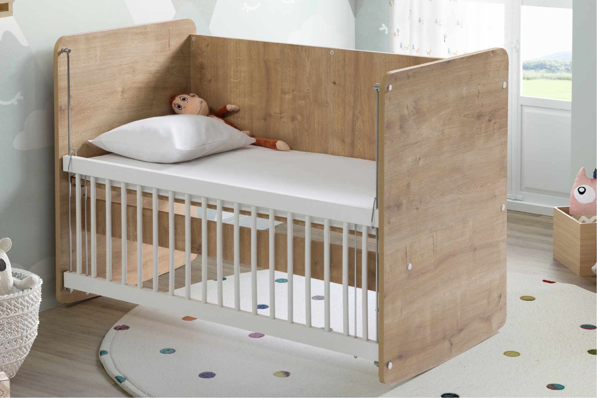 Babywhen Pratik Sallanır Anne Yanı Beşik 60x120 - Ahşap