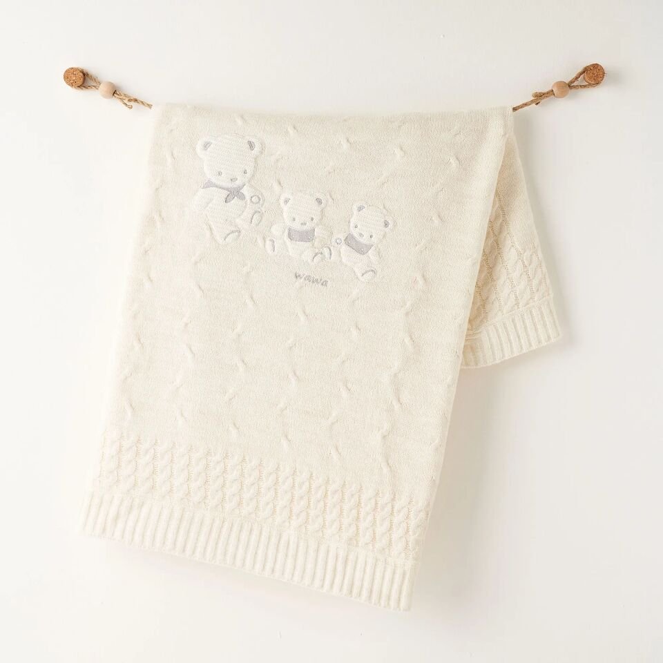 Andywawa AC26341 Triko Battaniye 85x100 Ekru