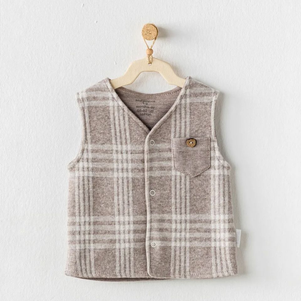 Andywawa AC24407 Little Man Bebe Yelek Beige