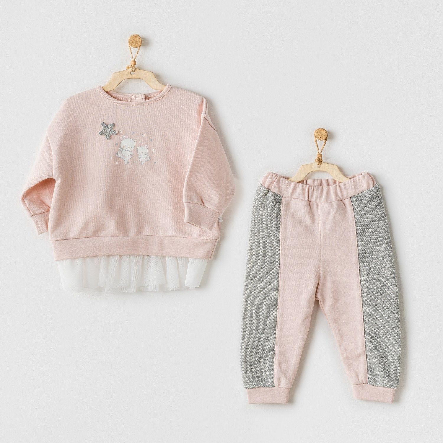 Andywawa AC24132 Ballerina 2li Bebek Takım Pink Grey
