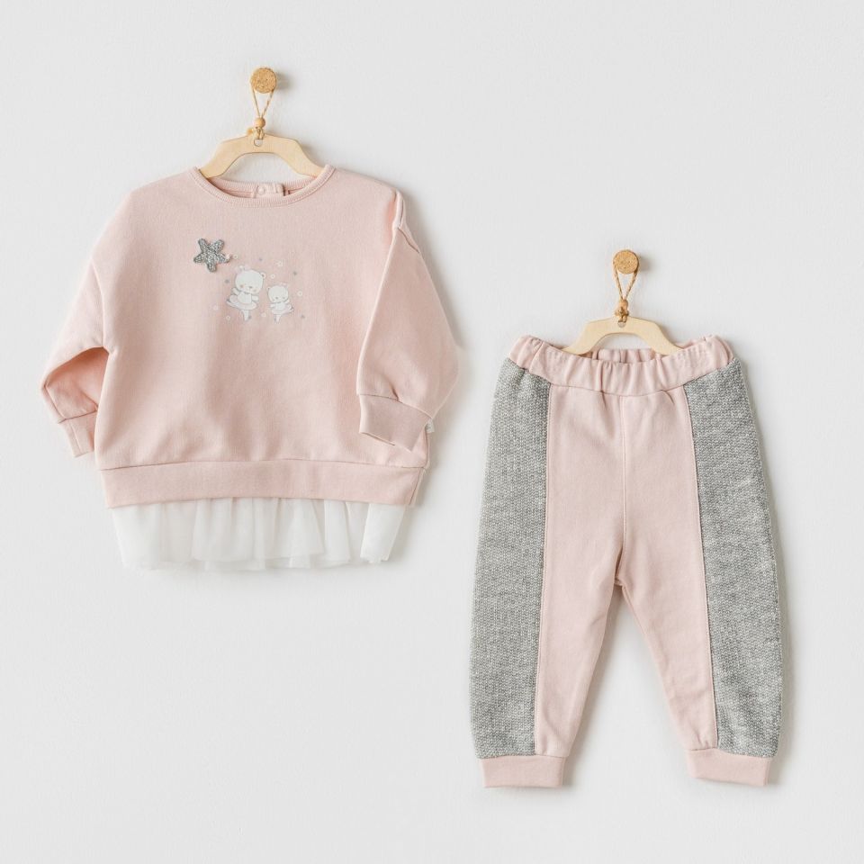 Andywawa AC24132 Ballerina 2li Bebek Takım Pink Grey