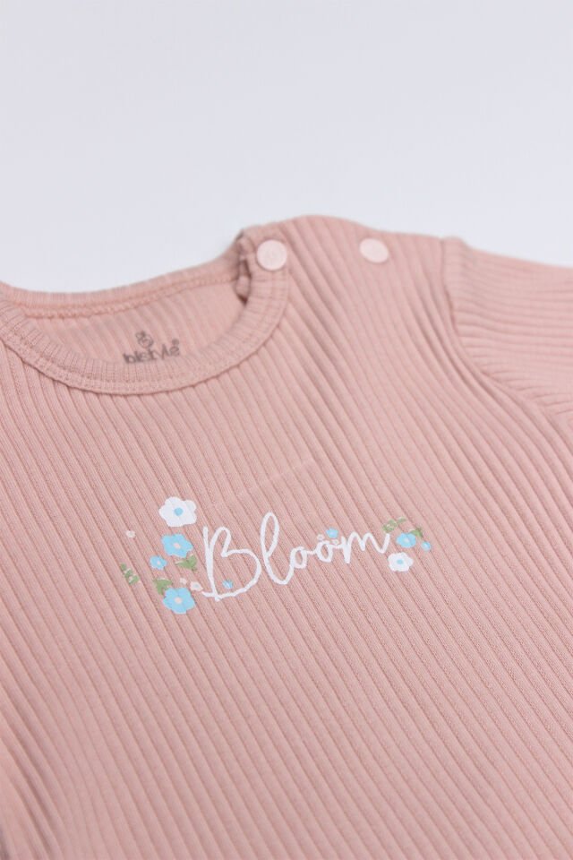 Bistyle Flying Bloom White Yarım Kol 2'Li Body 17118 Ekru Gül Kurusu