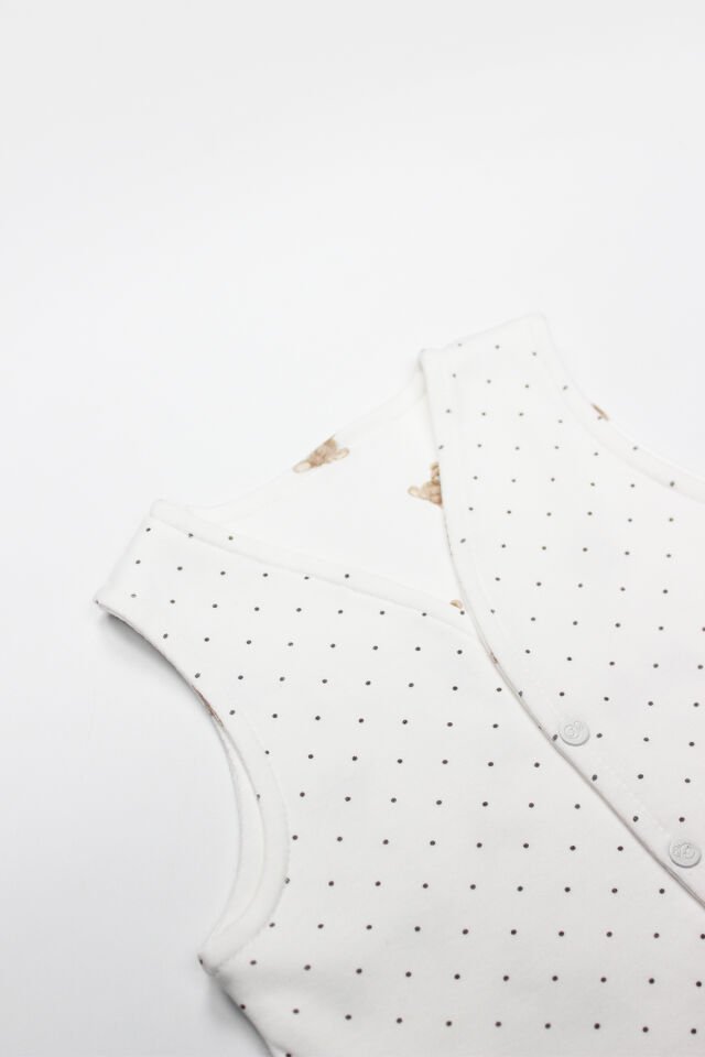 Bistyle I Am So Bear Çift Taraflı Bebe Yelek 18103 Bej Ekru