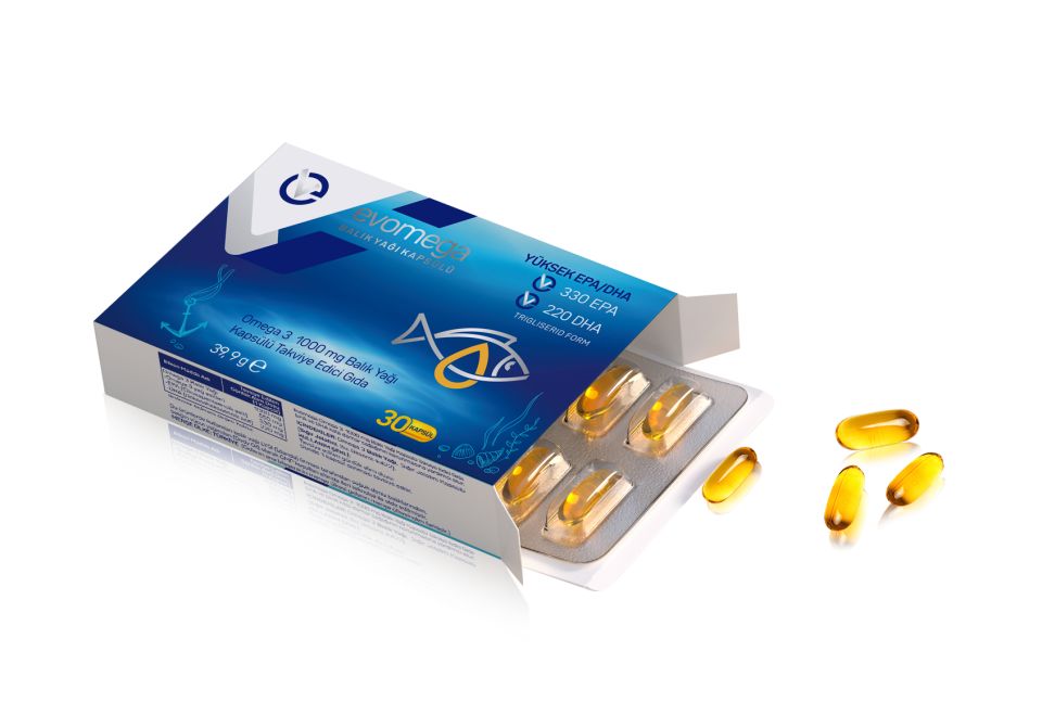 EVOMEGA Omega 3 1000 mg Balık Yağı Kapsülü Takviye Edici Gıda 30 Kapsül