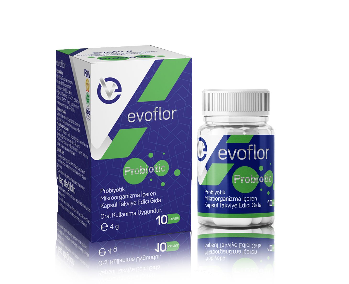 EVOFLOR Probiyotik Mikroorganizma İçeren Kapsül Takviye Edici Gıda 10 Kapsül