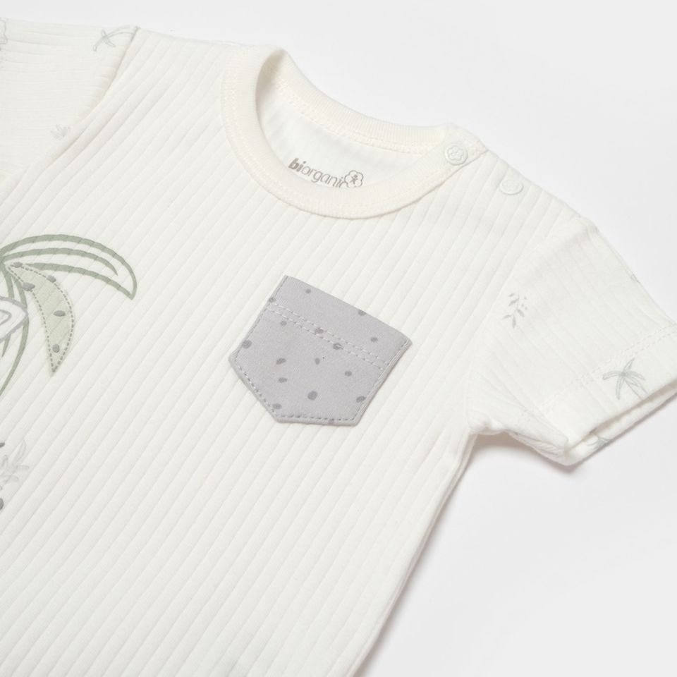 Bibaby Biorganic Koala Jungle Kısa Kol Bebek Body 56968 Gri