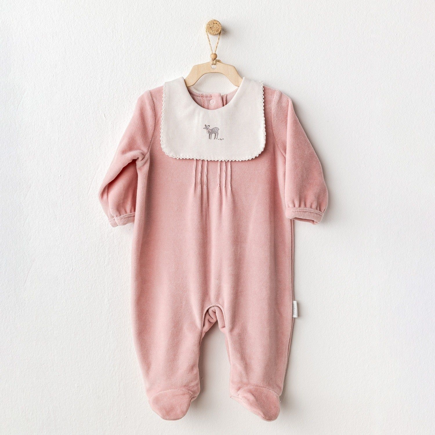 Andywawa AC25055 Puppy Gazelle Kadife Bebek Tulum Pink