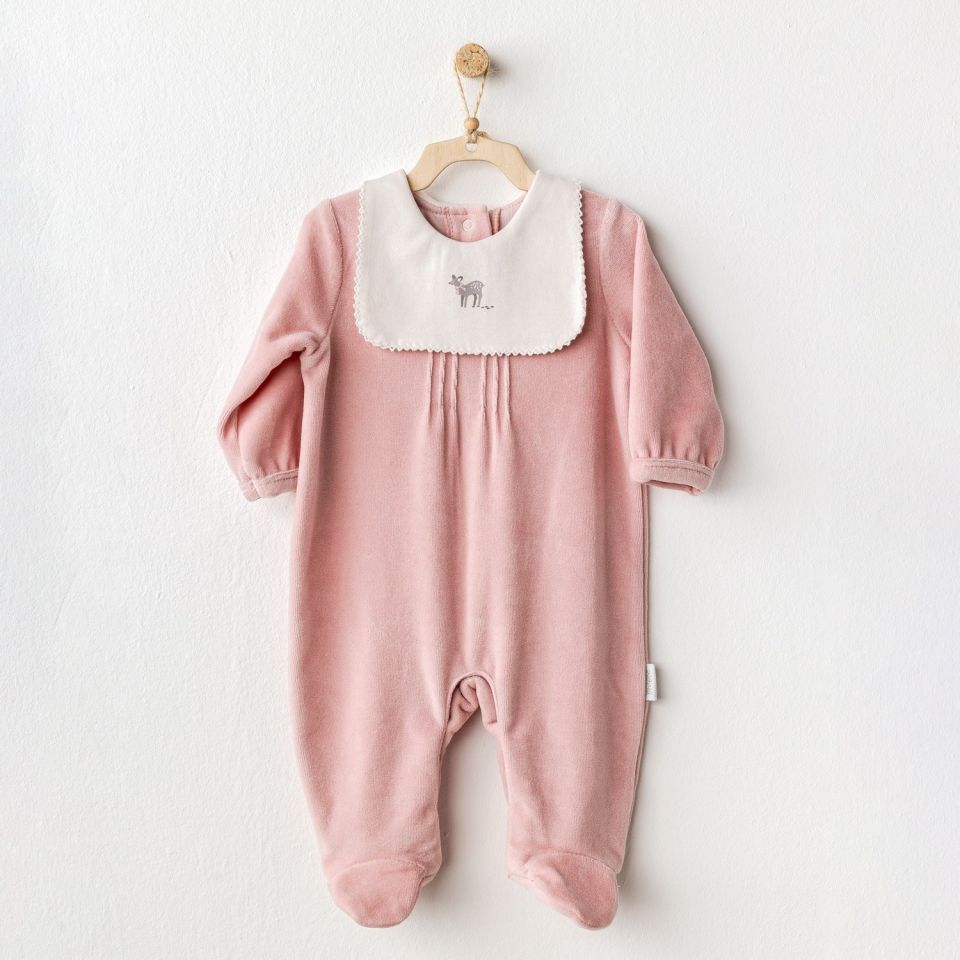 Andywawa AC25055 Puppy Gazelle Kadife Bebek Tulum Pink