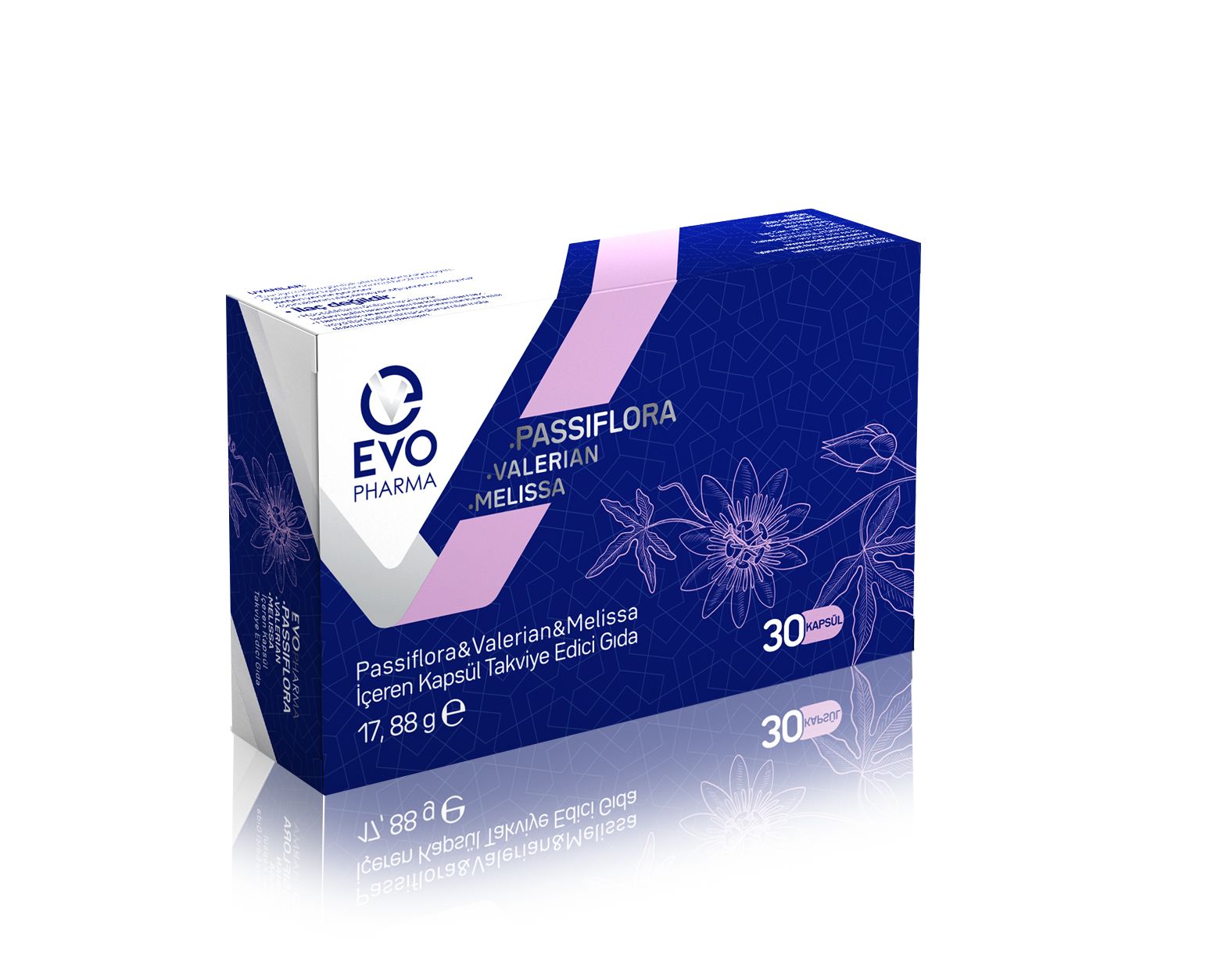 EVOPHARMA Passiflora, Valerian, Melissa İçeren Kapsül Takviye Edici Gıda 30 Kapsül