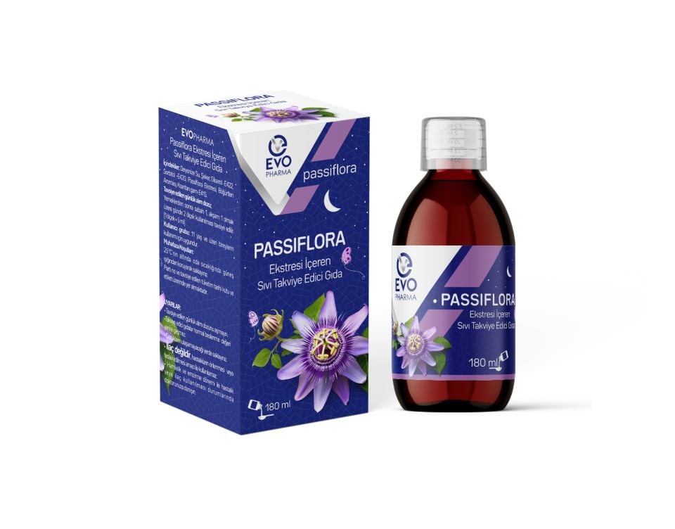 EVOPHARMA Passiflora Ekstresi İçeren Sıvı Takviye Edici Gıda 180 ml