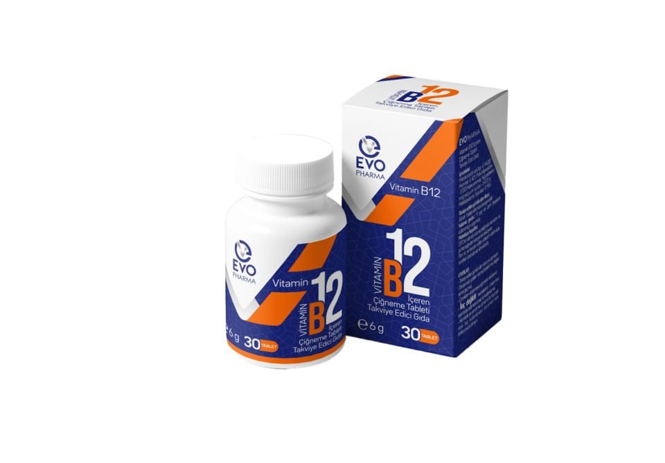 EVOPHARMA Vitamin B12 İçeren Çiğneme Tableti Takviye Edici Gıda 30 Tablet