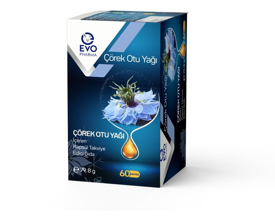 EVOPHARMA Çörek Otu Yağı İçeren Kapsül Takviye Edici Gıda 60 Kapsül
