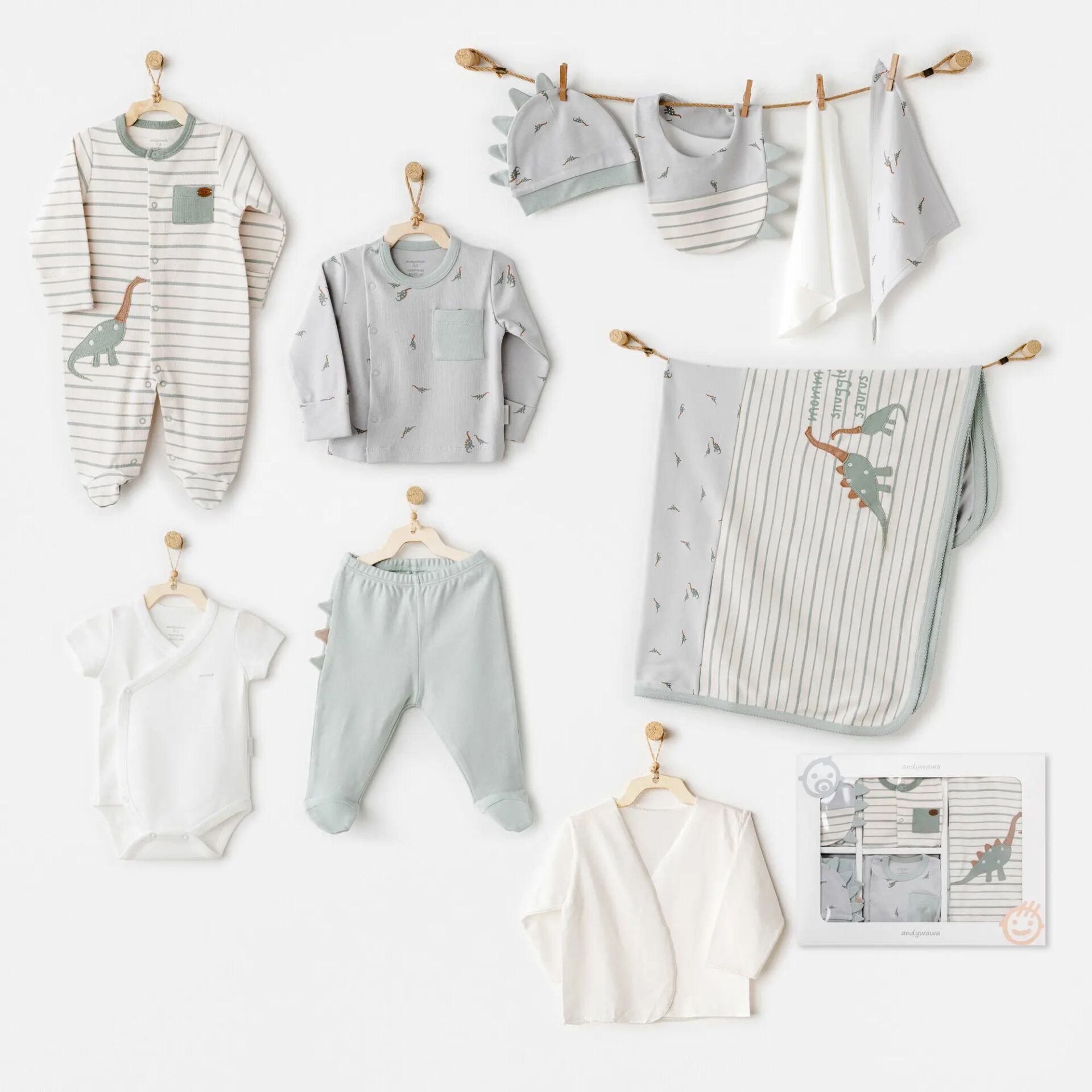 Andywawa AC26001 Mummy S Snuggle Saurus 10'lu Hastane Çıkışı Green