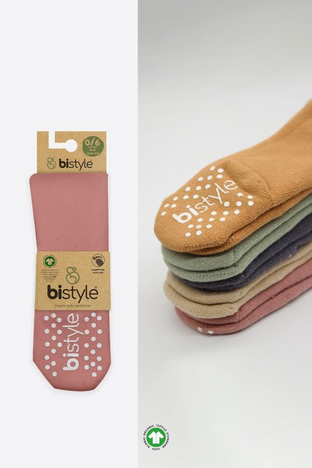 Bistyle Tekli Kaymaz Mix Havlu Külotlu Çorap 50501 Pudra