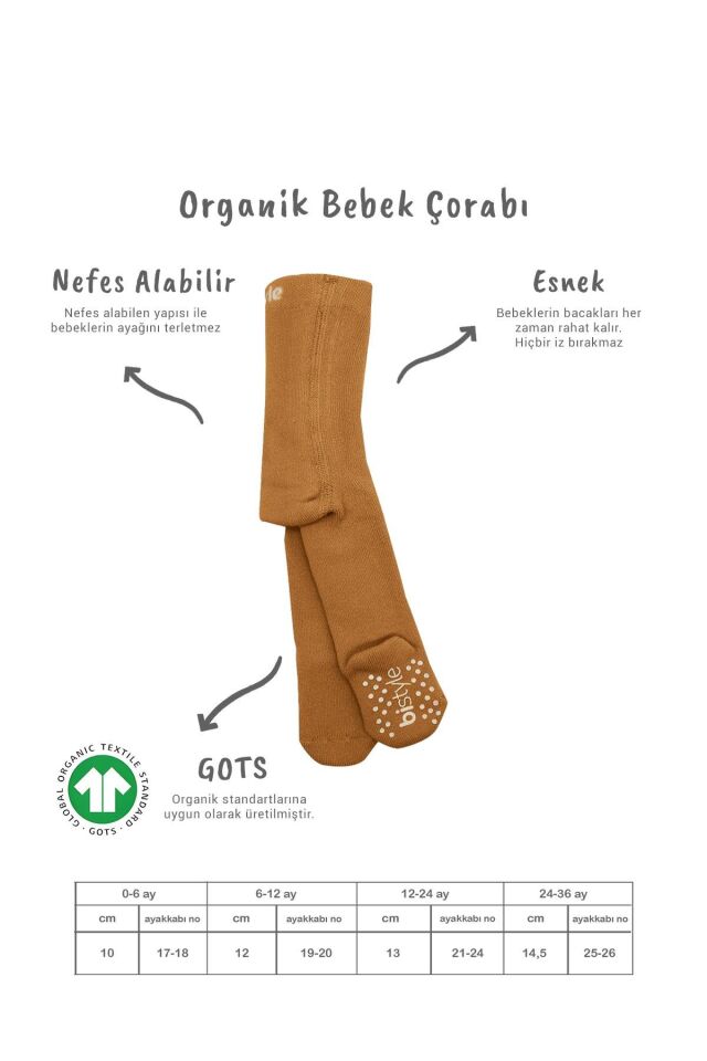 Bistyle Tekli Kaymaz Mix Havlu Külotlu Çorap 50501 Hardal