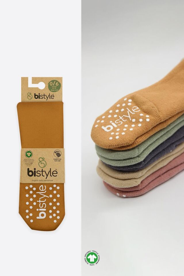 Bistyle Tekli Kaymaz Mix Havlu Külotlu Çorap 50501 Hardal