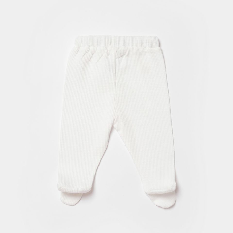 Bibaby Biorganic Waffle Smile Patikli Pantolon 57899 Ekru