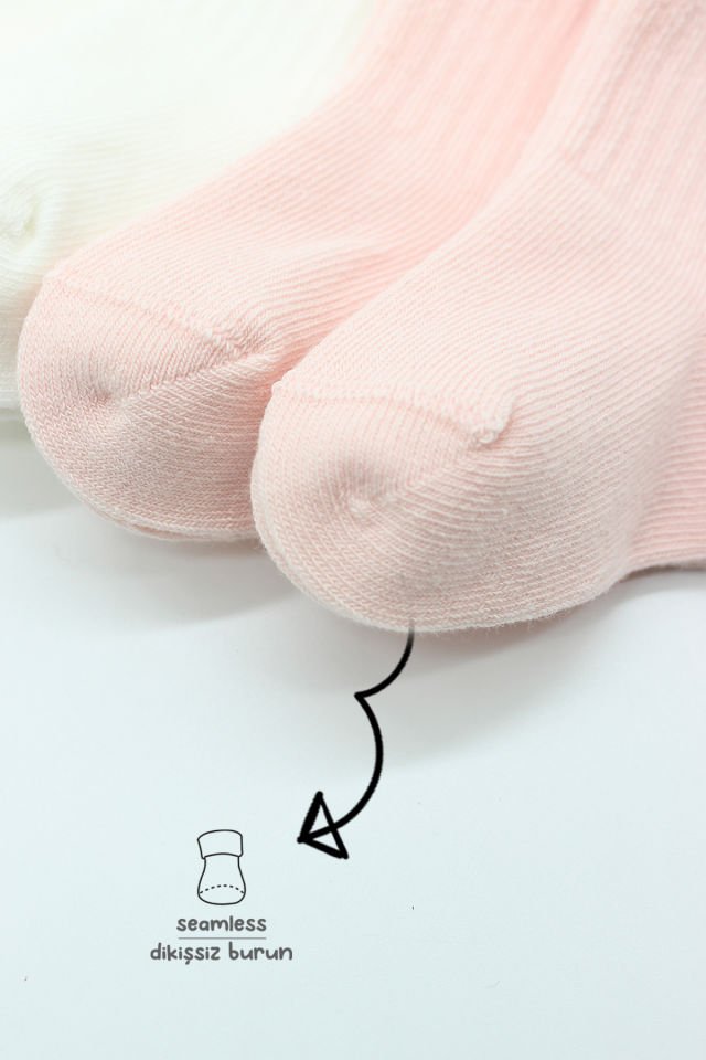 Bistyle Basic 6lı Penye Düz Soket Çorap BS6002 Pembe Ekru