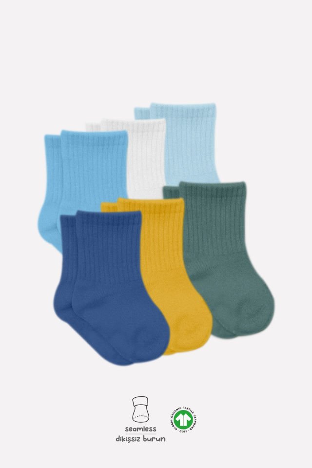 Bistyle Colors 6lı Penye Düz Soket Çorap BS6000 Saks