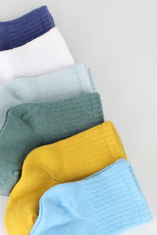 Bistyle Colors 6lı Penye Düz Soket Çorap BS6000 Saks