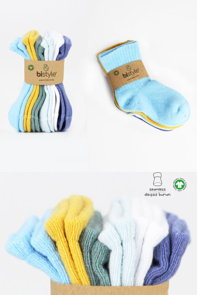 Bistyle Colors 6lı Penye Düz Soket Çorap BS6000 Saks