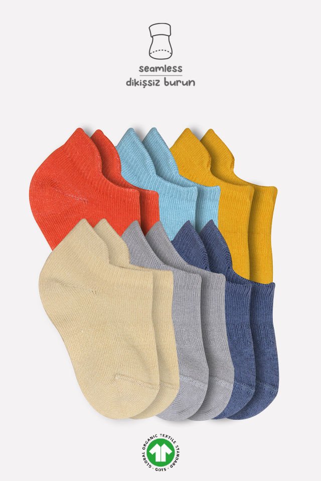 Bistyle Colors 6lı Penye Sneakers Soket Çorap BS6101 Kiremit