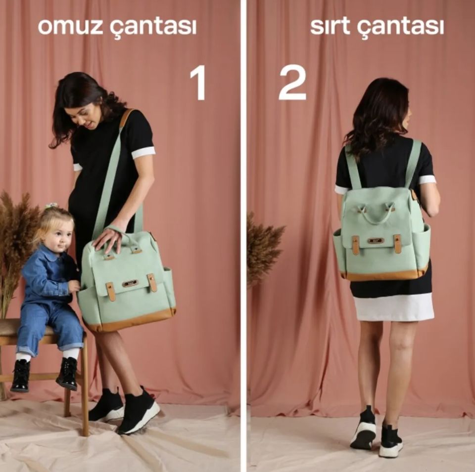 M&Y Holifera Deri Anne Bebek Bakım Sırt Çantası 7260 - Taba