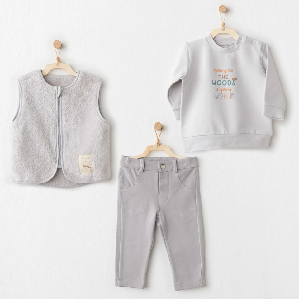 Andywawa AC26111 Hello Autumn 3'lü Takım Grey