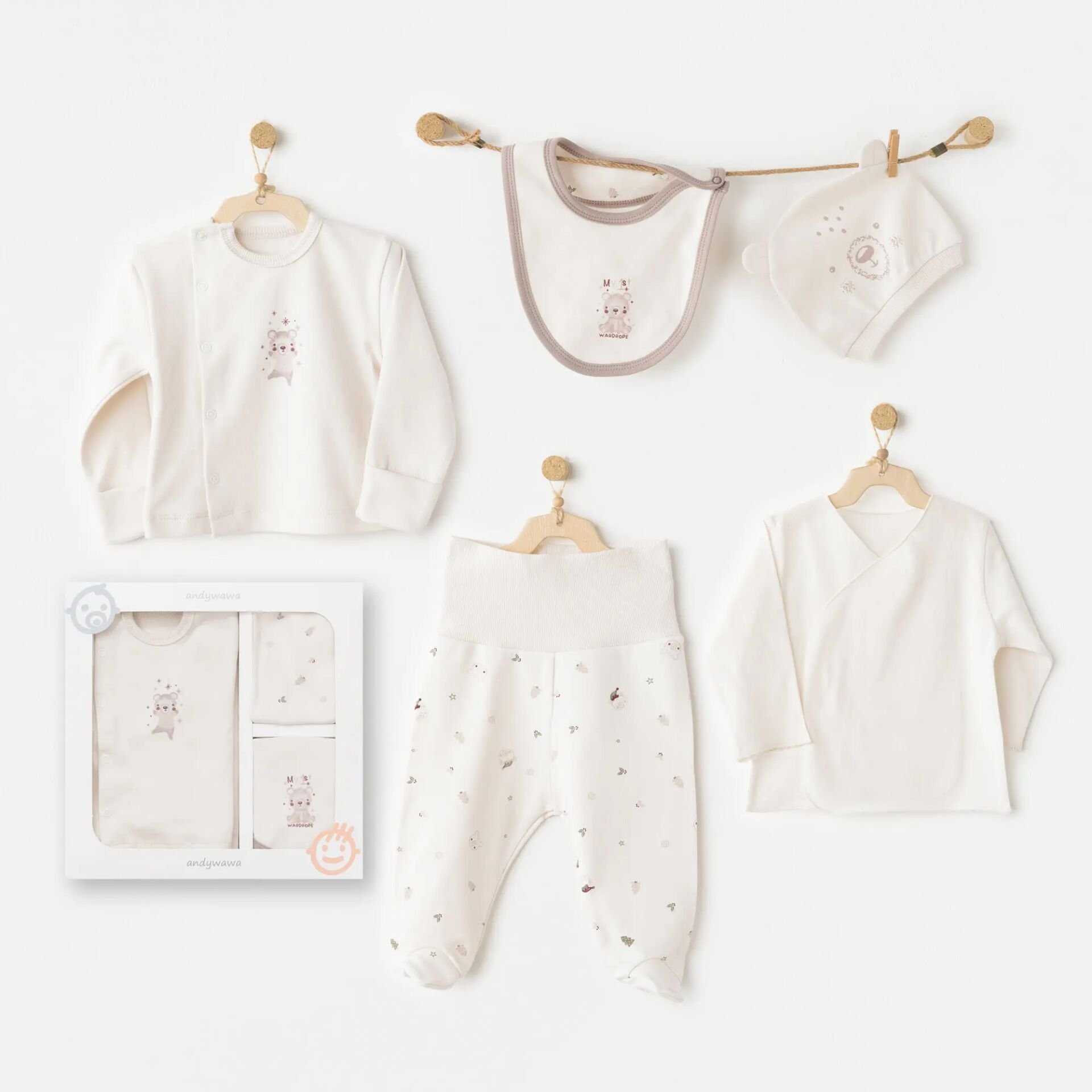 Andywawa AC26180 My 1 St Wardrobe 5'li Hastane Çıkışı Ekru