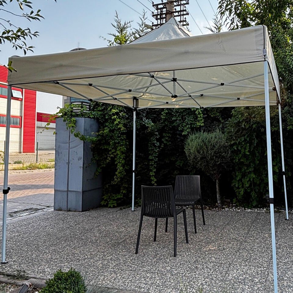 3x3 Pratik Katlanır Akordiyon Çardak | Taşınabilir Piknik, Bahçe, Etkinlik ve Organizasyon Çadırı Bej
