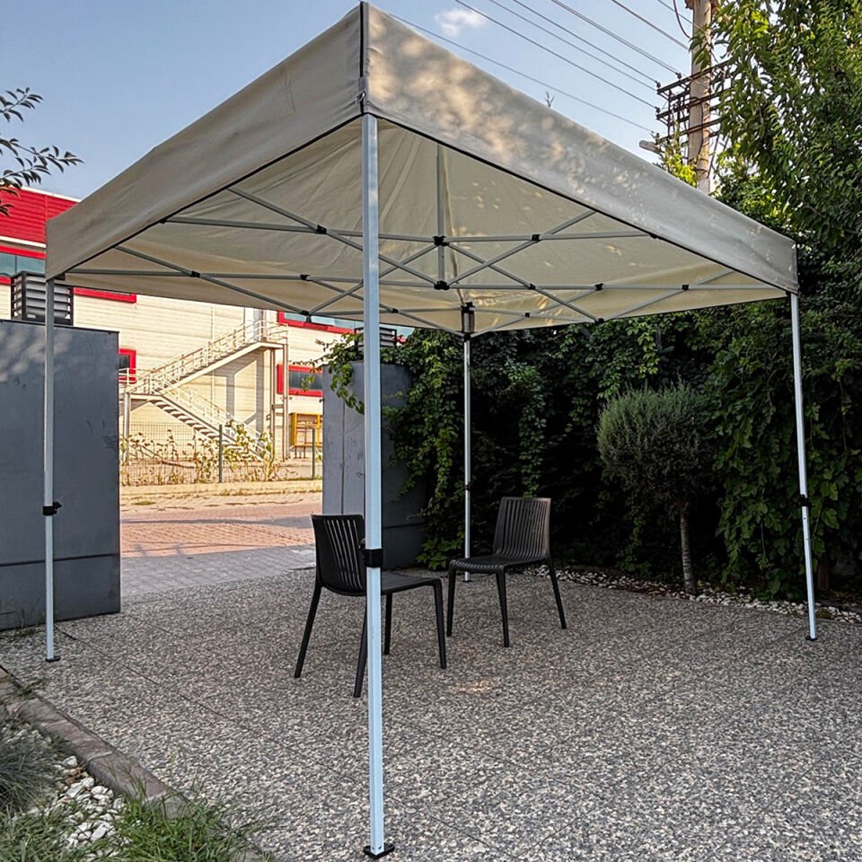 3x3 Pratik Katlanır Akordiyon Çardak | Taşınabilir Piknik, Bahçe, Etkinlik ve Organizasyon Çadırı Bej