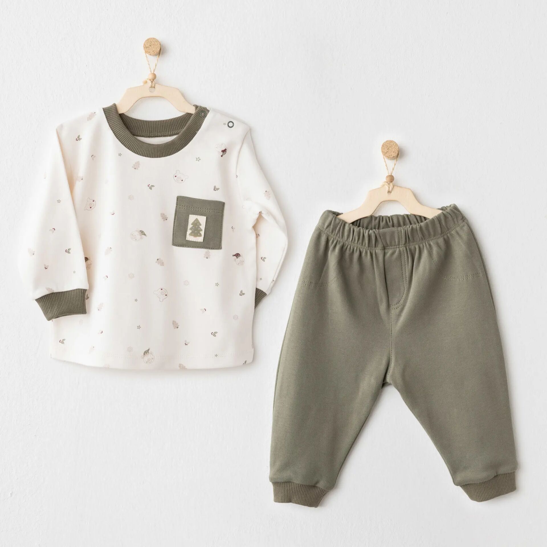 Andywawa AC26186 My 1 St Wardrobe 2'li Takım Ecru Green