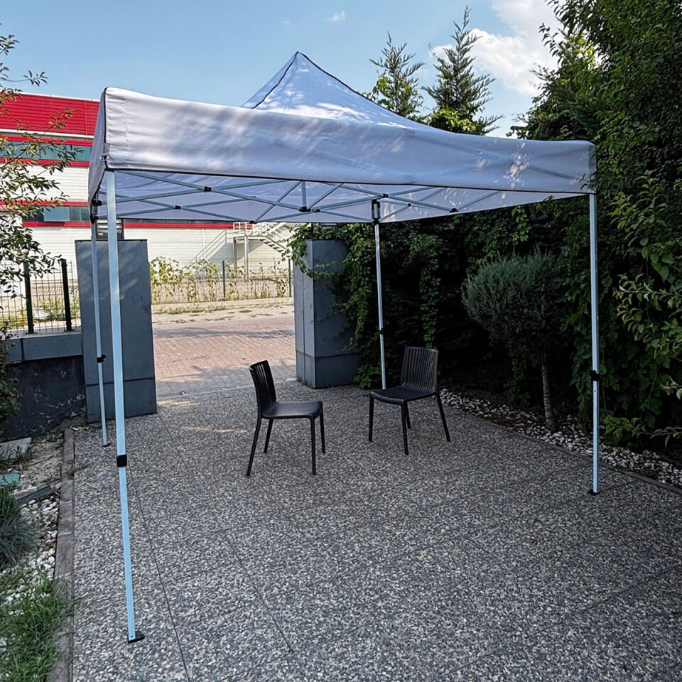 Evedost 3x3 Pratik Katlanır Akordiyon Çardak | Taşınabilir Piknik, Bahçe, Etkinlik ve Organizasyon Çadırı Beyaz