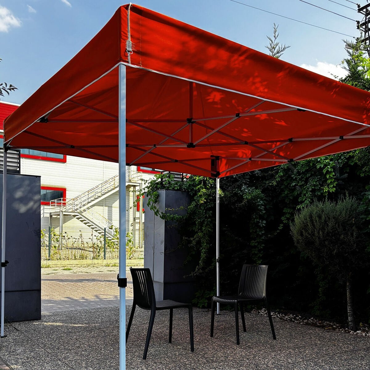 Evedost 3x3 Pratik Katlanır Akordiyon Çardak | Taşınabilir Piknik, Bahçe, Etkinlik ve Organizasyon Çadırı Kırmızı