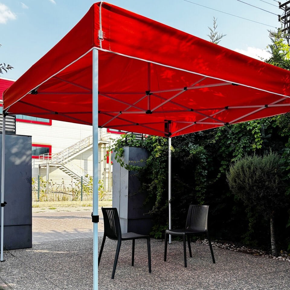 Evedost 3x3 Pratik Katlanır Akordiyon Çardak | Taşınabilir Piknik, Bahçe, Etkinlik ve Organizasyon Çadırı Turuncu