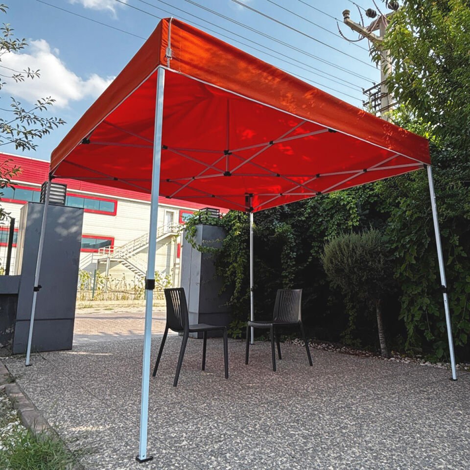 Evedost 3x3 Pratik Katlanır Akordiyon Çardak | Taşınabilir Piknik, Bahçe, Etkinlik ve Organizasyon Çadırı Turuncu