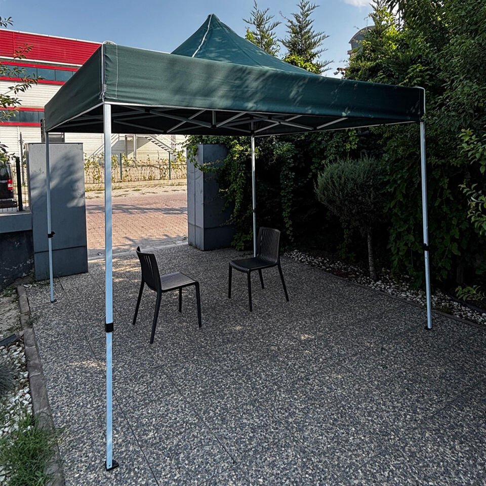 Evedost 3x3 Pratik Katlanır Akordiyon Çardak | Taşınabilir Piknik, Bahçe, Etkinlik ve Organizasyon Çadırı Haki